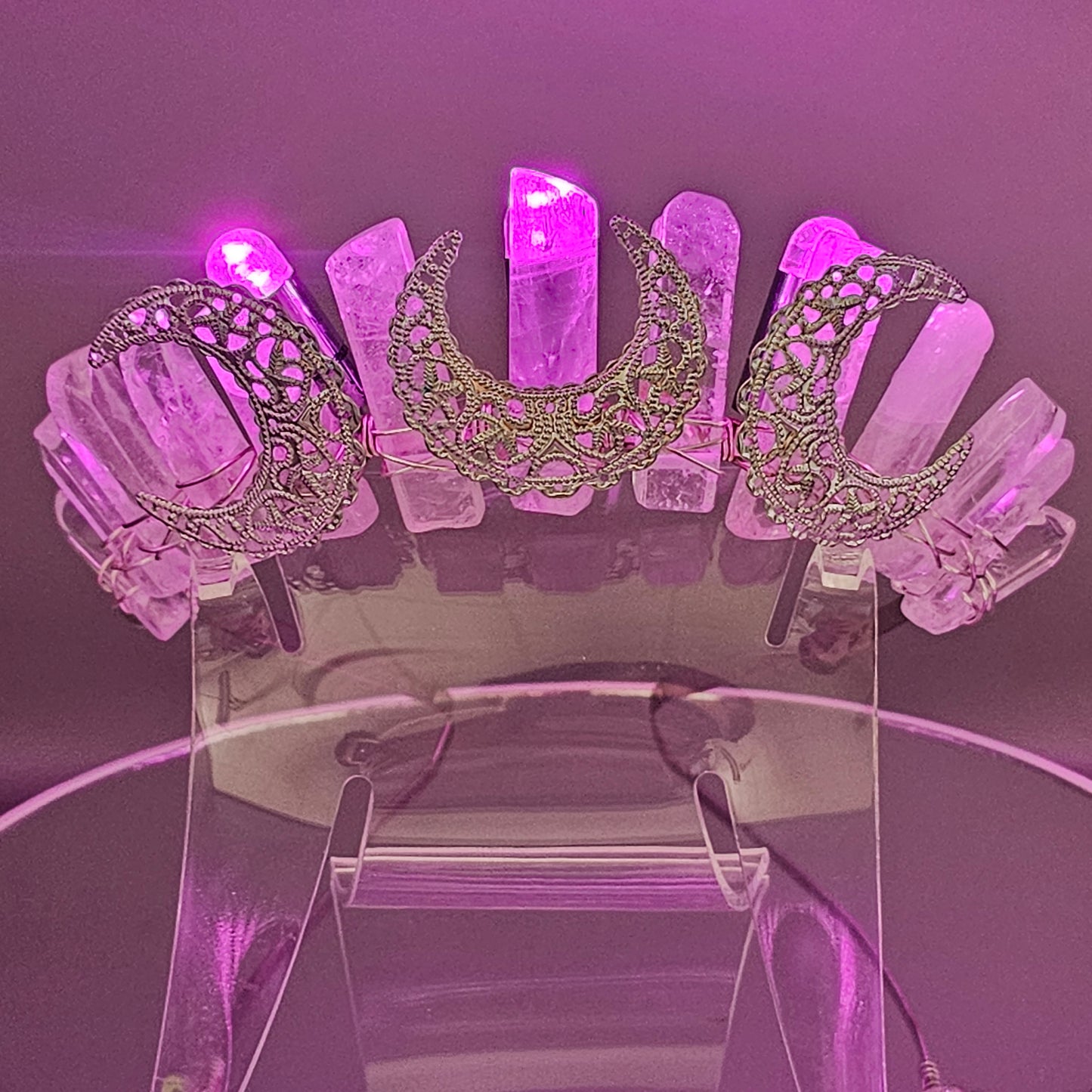 Handmade Crystal Moon Crown,Crystal Quartz Tiara,Quartz Crown,Mermaid  Crown,Wedding Tiara Bridal Festival Hair Accessories Gemstone - Hair  Accessories