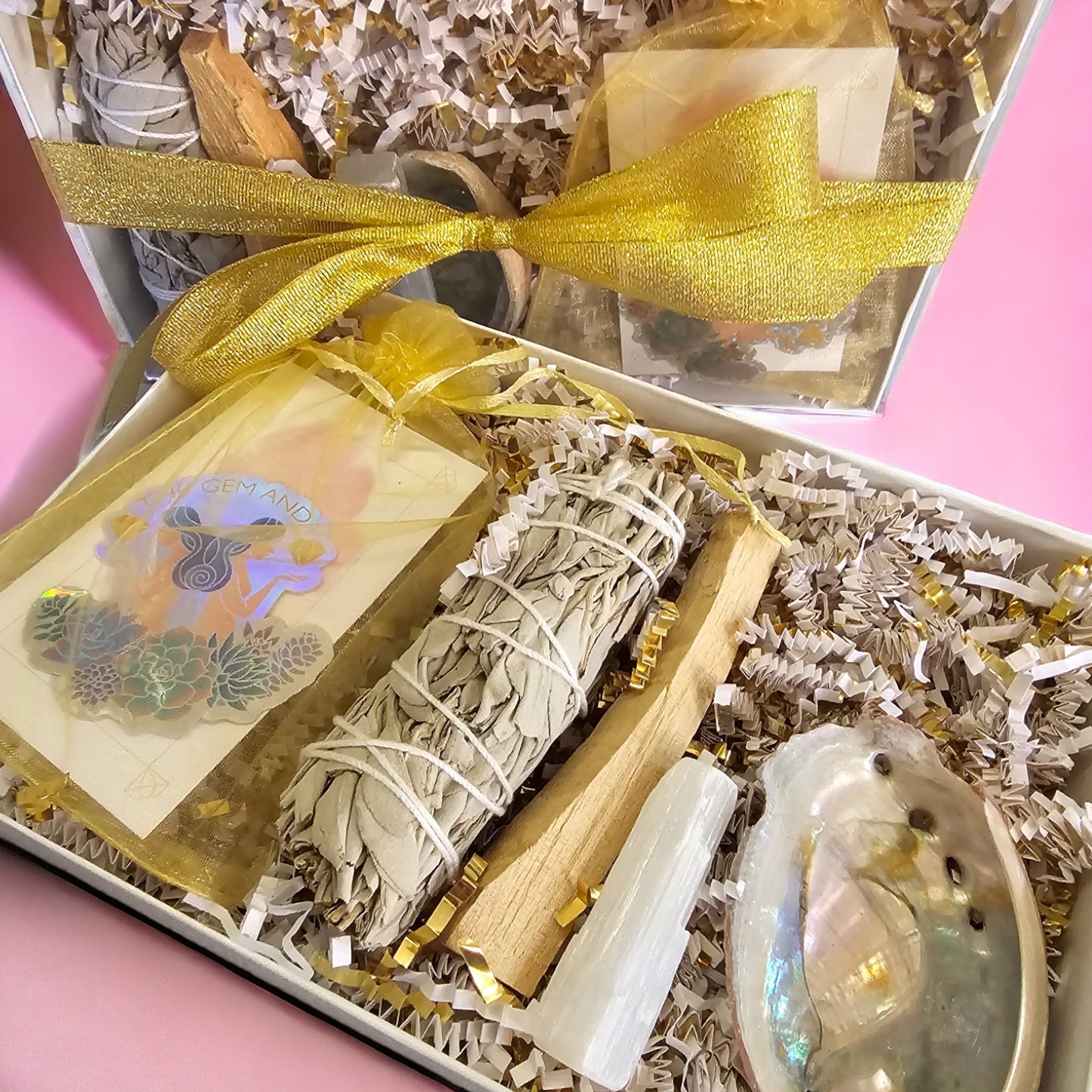 Customizable Healing Smudge Kit Gift Box with Crystal, Sage, Palo Sant –  The Gem and I