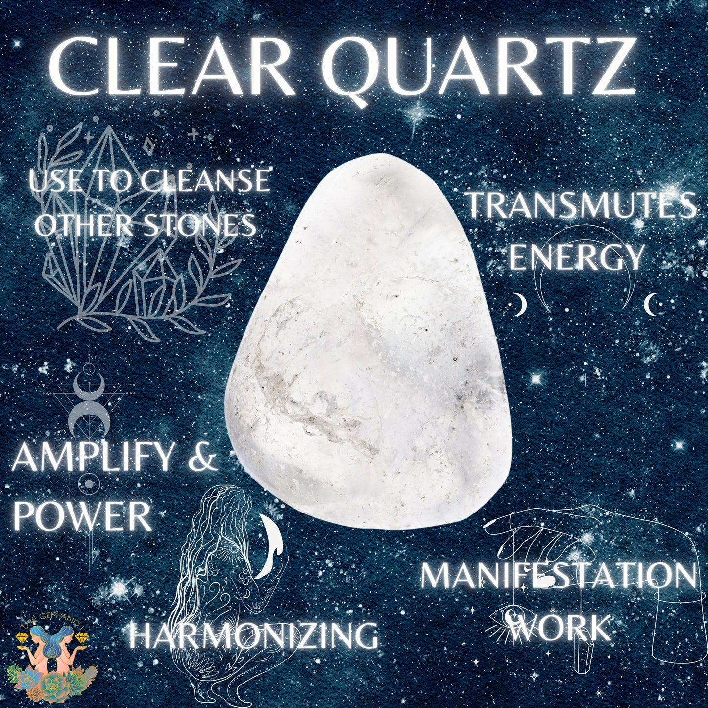 Clear Quartz Crystal Crown with Crescent Moons for Amplification and Clarity